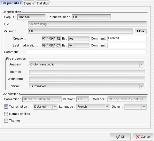 Annotation file properties