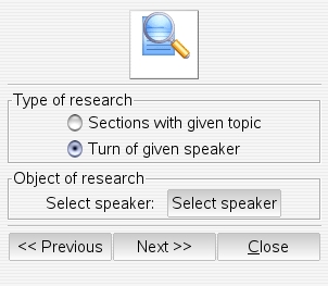 special search dialog