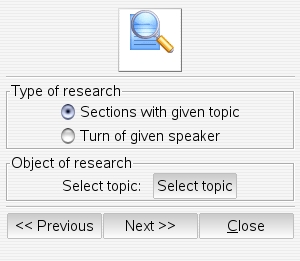 special search dialog