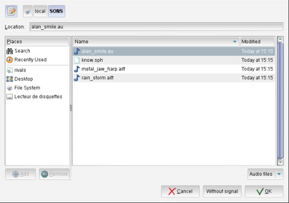 Select signal dialog